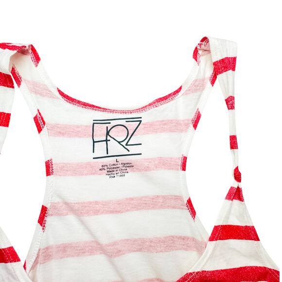 FRZ Striped Gold Anchor Racerback Tank Top Women's Size Large Red White Nautical - Picture 6 of 6